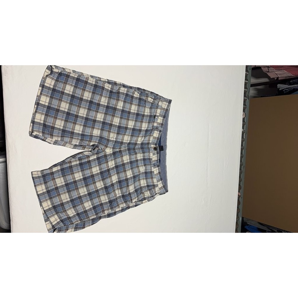 J Crew Mens Plaid Shorts Blue White Checkered Cotton Casual Size 35
